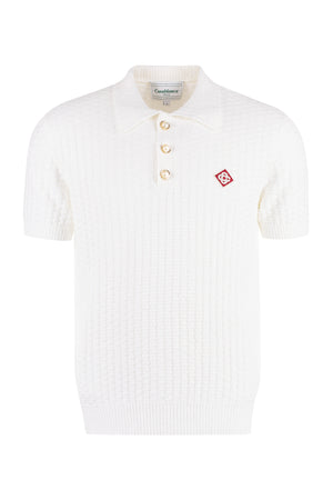 Knitted cotton polo shirt-0